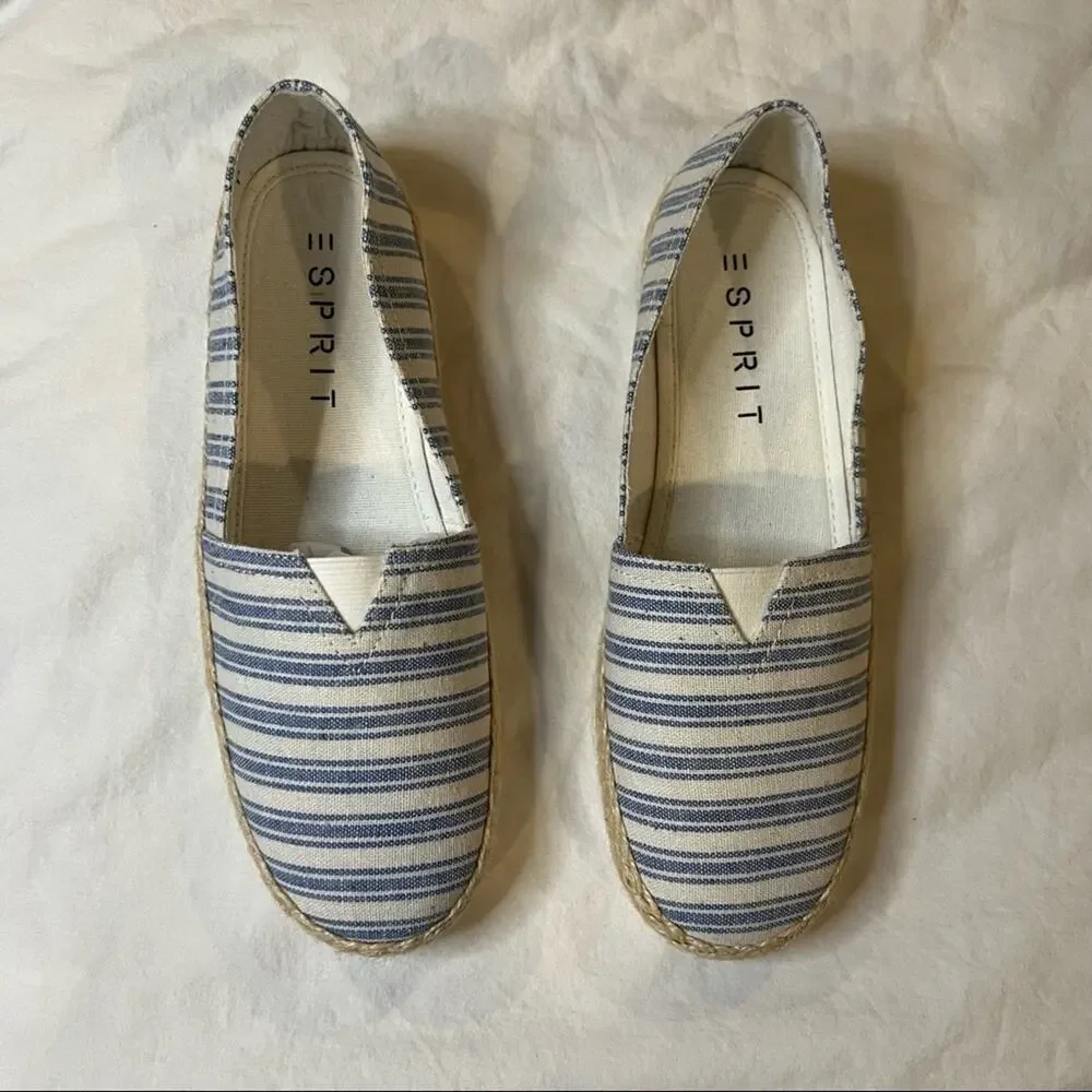 Esprit NWOB Ella Blue Stripe Espadrille size 6